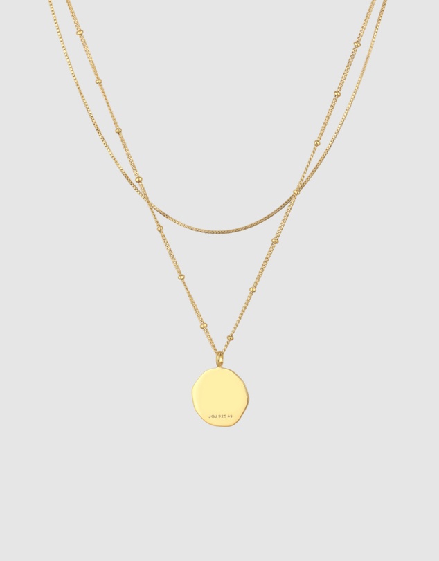 Elli Jewelry - Necklace Layer Disc 925 Sterling Silver Gold-Plated