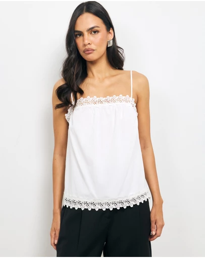 AERE - Cleo Lace Trim Cotton Cami