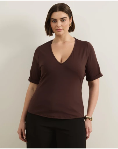Atmos&Here Curvy - Deep V-Neck T-Shirt