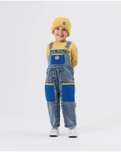 Goldie + Ace - Austin Colour Block Vintage Denim Overalls - Babies-Kids