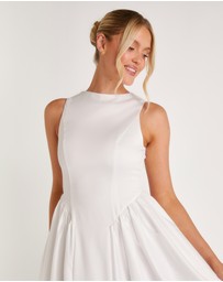 Six Stories - Drop Waist Midi Dress with Volume Skirt