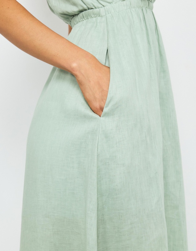 AERE - Bria Wrap Halter Linen Maxi Dress