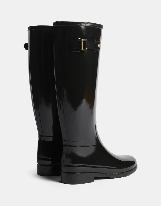 Hunter - Refined Gold Trim Tall Gloss Boots - Women's
