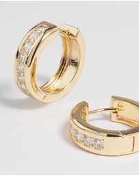 Lovisa - Gold Plated Cubic Zirconia Encased Huggie Earrings