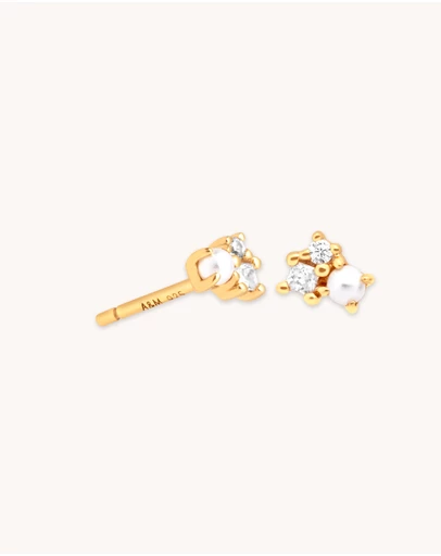 Astrid & Miyu - Pearl & Crystal 18ct Gold Plated Studs