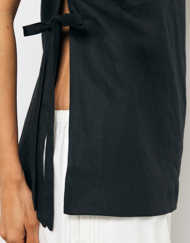 AERE - Maisie Linen Tie Side Top