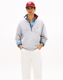 Tommy Hilfiger - Colour-Blocked Collar Terry Half-Zip Jumper