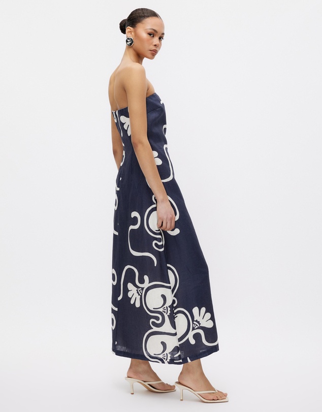 Minima Esenciales - Nivas Linen Empire Strapless Dress