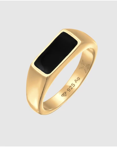 Kuzzoi - ICONIC EXCLUSIVE - Enamel Signet Ring in Gold-Plated 925 Sterling Silver