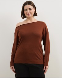 Atmos&Here Curvy - Della Off Shoulder Fine Knit Top
