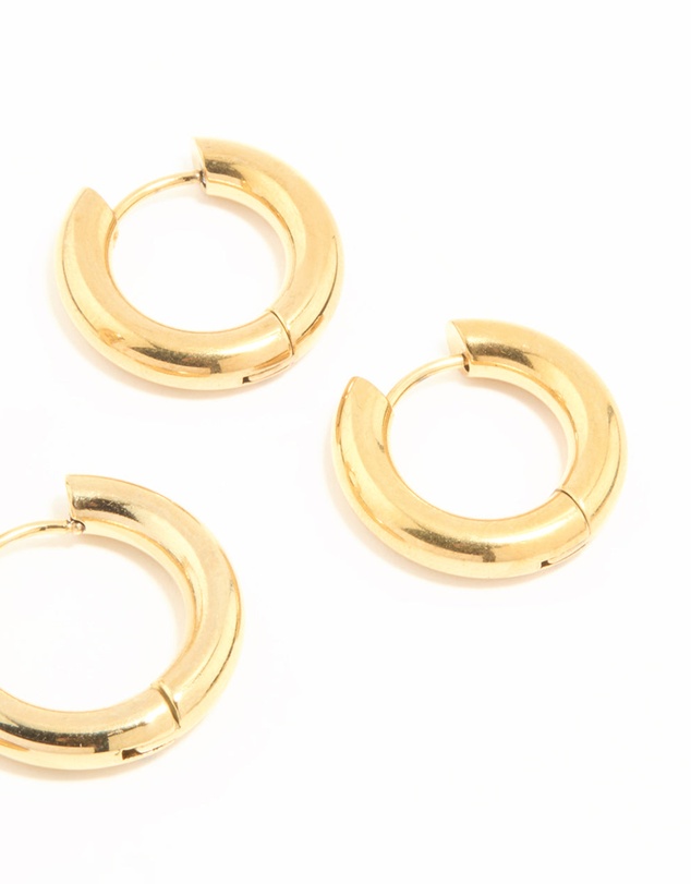 Lovisa - Waterproof Gold Plated Stainless Steel Thick Earrings 3-Pack