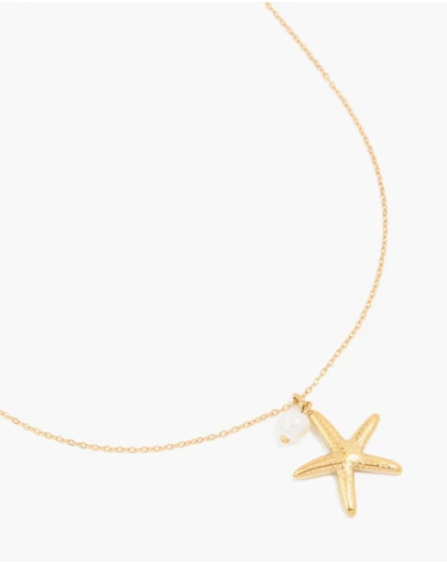 Lovisa - Waterproof Gold Plated Stainless Steel Pearl Starfish Pendant Necklace