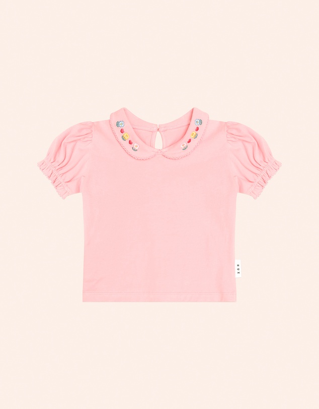 Huxbaby - Floral Collar Puff Sleeve Tee - Babies-Kids