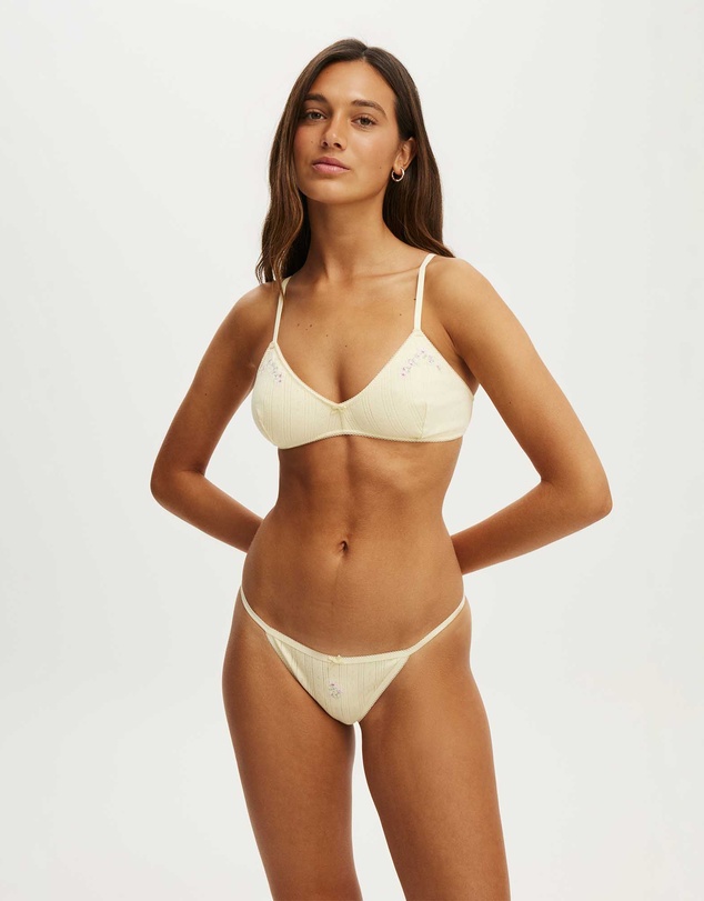 Cotton On Body - Cotton Pointelle Triangle Padded Bralette