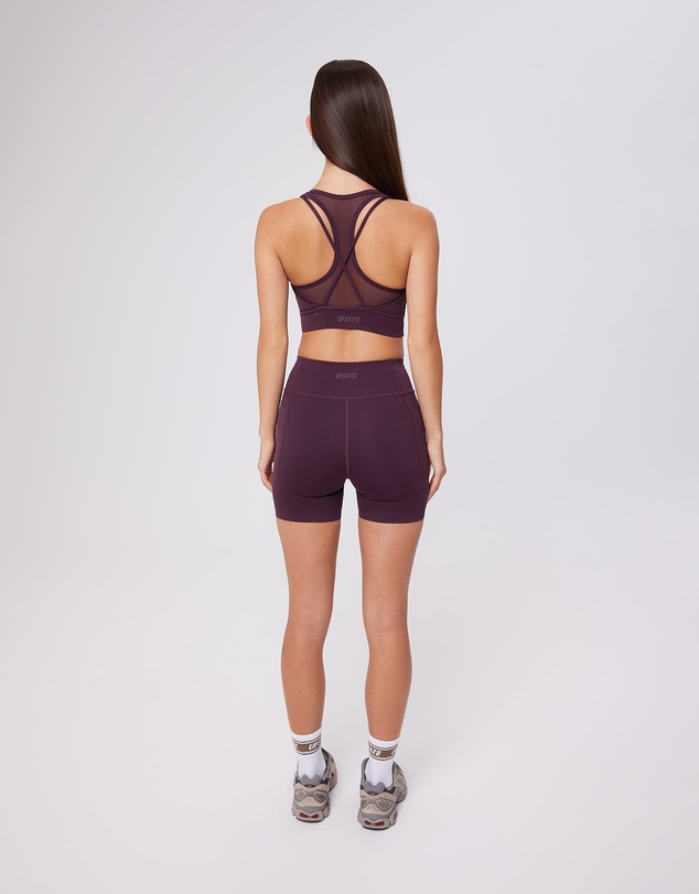 Upstate - Contour+ Mesh Back Crop - Merlot