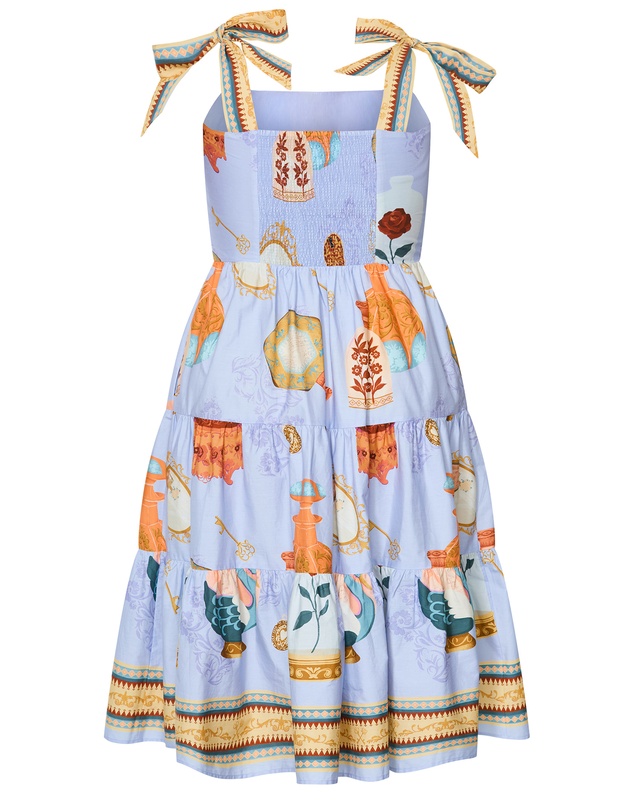 City Chic - Casey Beauty Print Border Dress - Baby Blue