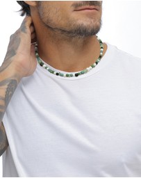 Kuzzoi - ICONIC EXCLUSIVE - Necklace Male Beads Synthetic Pearl 925 Sterling Silver