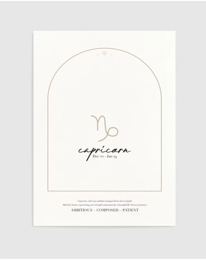 Olive et Oriel - Capricorn Zodiac Art Print A3