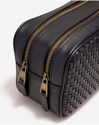 Calibre - Woven Leather Wash Bag Black