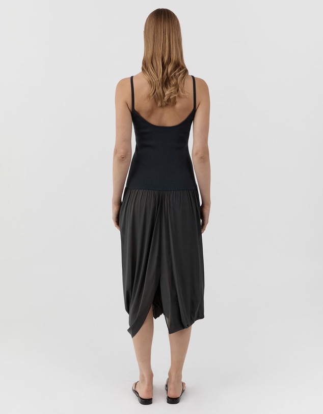 St. Agni - Knit Bodice Sheer Drape Dress