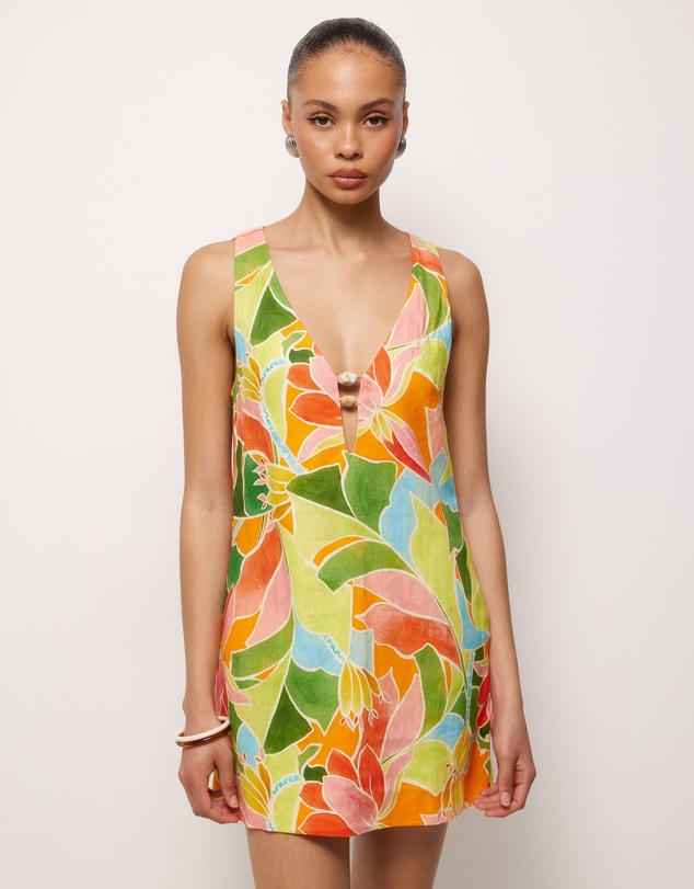 AERE - Fiora Linen Resin Trim Shift Dress