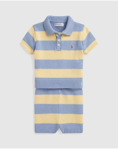 Polo Ralph Lauren - Striped Cotton Polo Sweater & Shorts Set - Babies