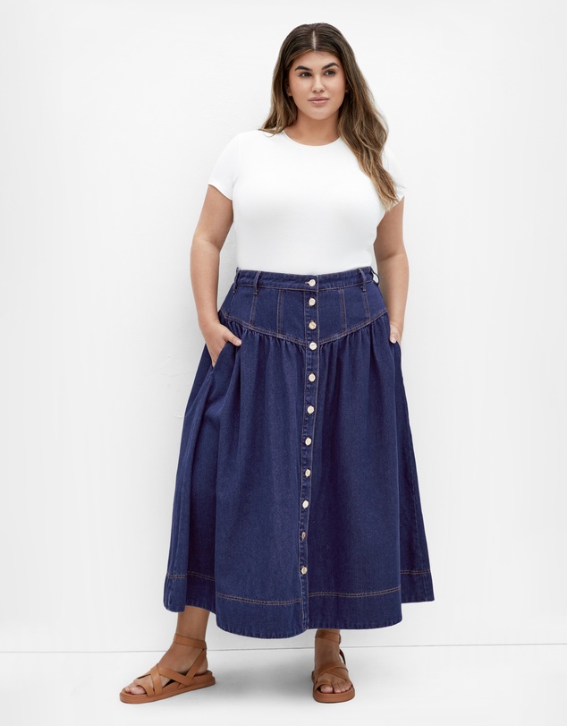 City Chic - Ari Denim Midi Skirt