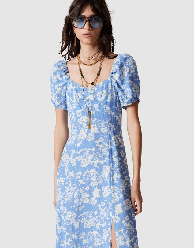 & Other Stories - Flowy Puff Sleeve Midi Dress - ICONIC EXCLUSIVE