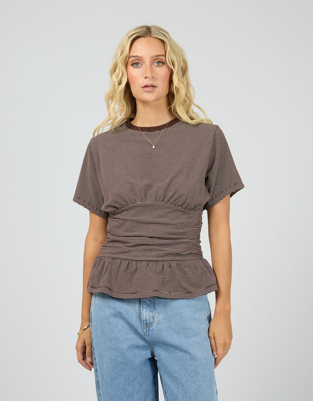 All About Eve - Tyler Stripe Tee Brown