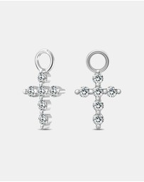 Mestige - Faith Cross Hoops - Silver Plated