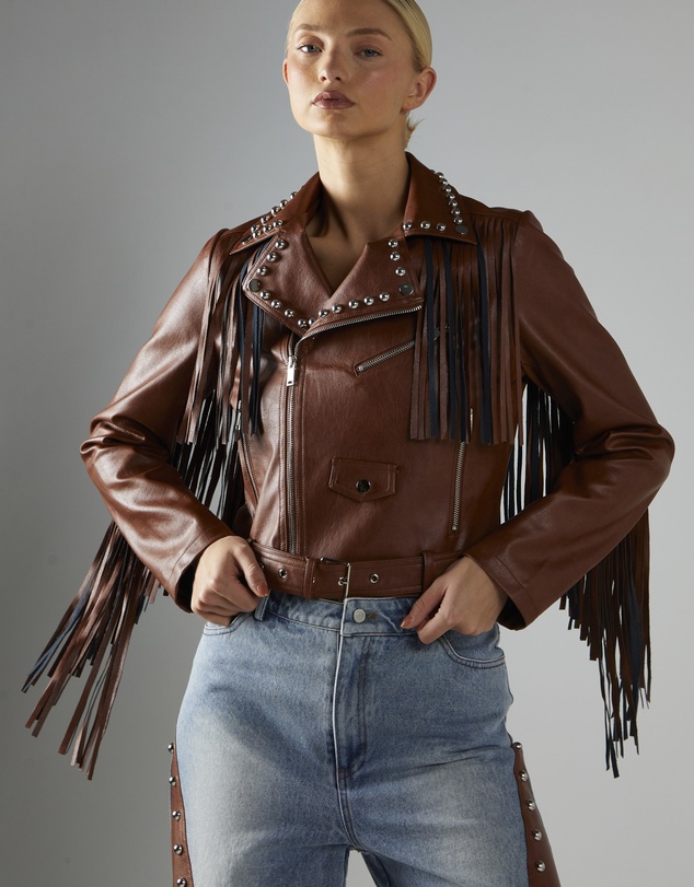 Glamorous - PU Fringe Jacket