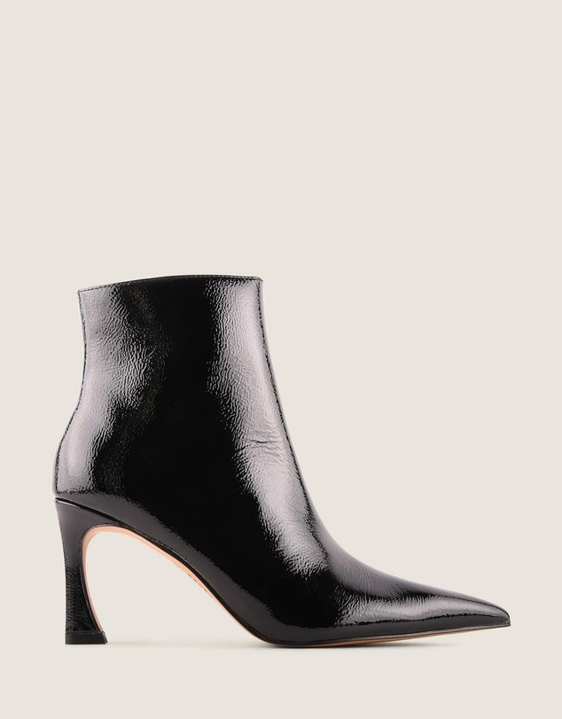 Shelly Shen - Channing Heel Ankle Boots Black Crinkle Patent