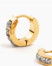 Lovisa - Waterproof Gold Plated Stainless Steel Square Cut Diamante Huggie Earrings