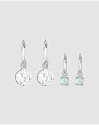 Elli Jewelry - Earrings Creoles Platelet Set Of 2 With Opal in 925 Sterling Silver