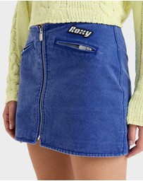 Roxy - Womens Chloe Kim Mini Moto Denim Skirt