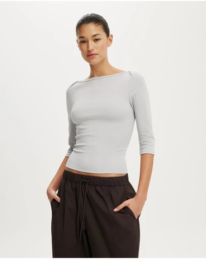 Cotton On - 90S Boatneck ¾ Sleeve