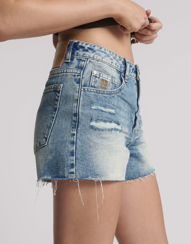 ONE TEASPOON - Bowies High Waist Denim Shorts - Sunset Blue