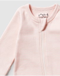 Wilson & Frenchy - Organic Stripe Rib Zipsuit with Feet - Babies