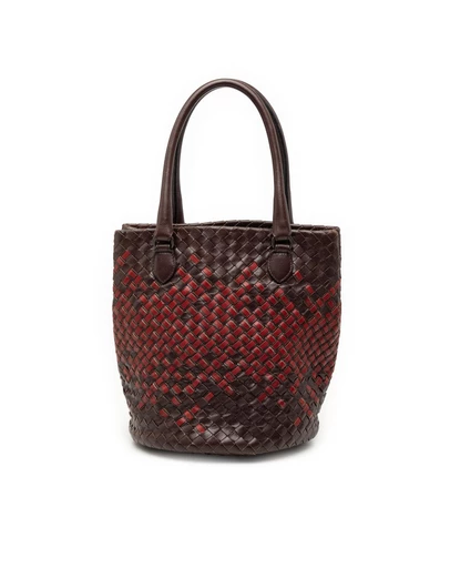 Pre-Loved by Azura Reborn - Pre-Loved Bicolor Nappa Intrecciato Bucket Bag