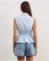 Atmos&Here - Casey Sleeveless Cotton Shirring Shirt