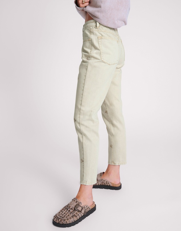 ONE TEASPOON - Antique White Embellished Legends Mom Jeans