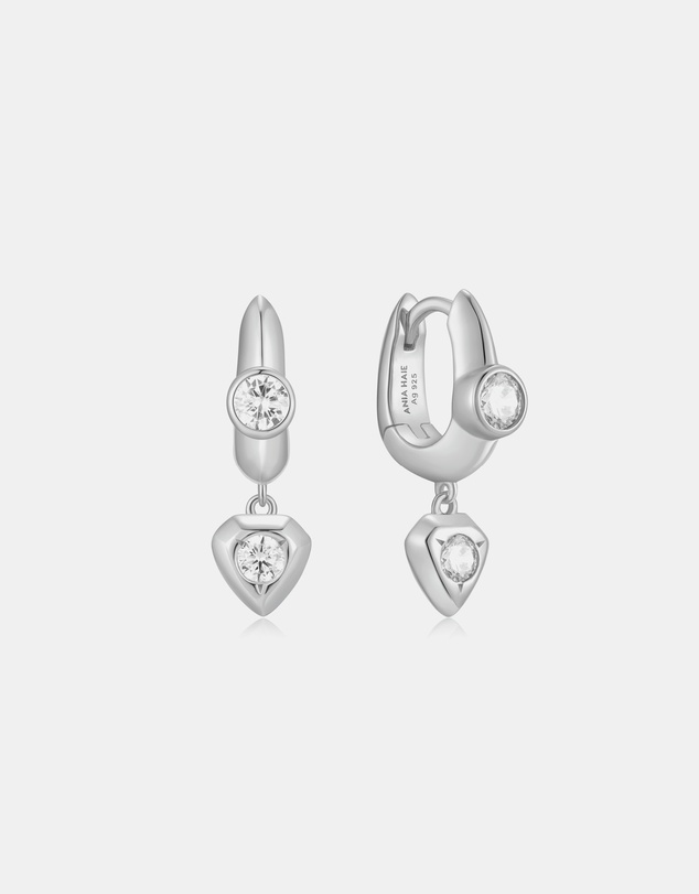 Ania Haie - Ania Haie Silver U-Shaped Shield Drop Huggie Hoop Earrings