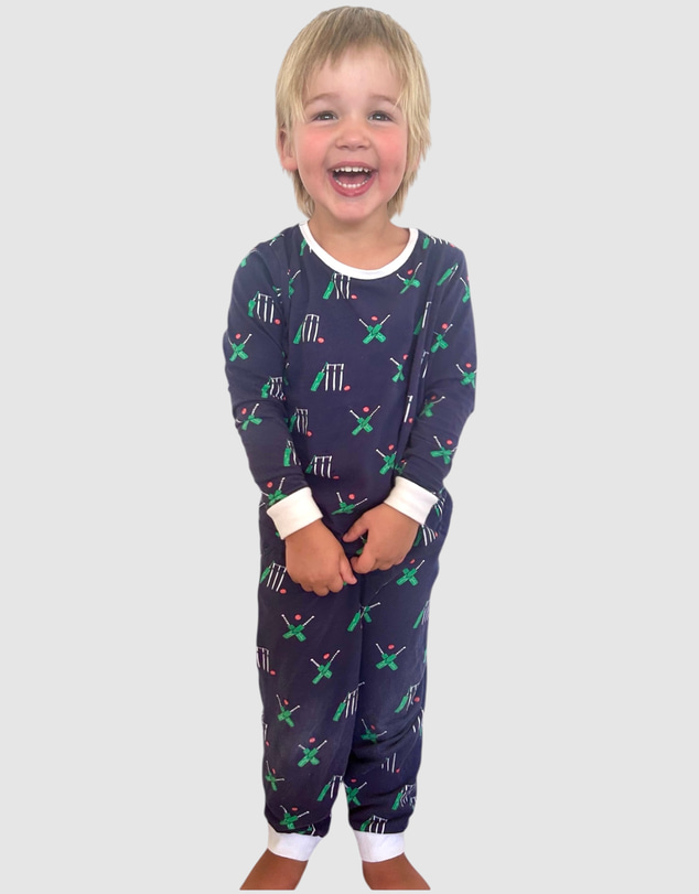 Sant And Abel - Kids Cricket Navy Long PJ Set