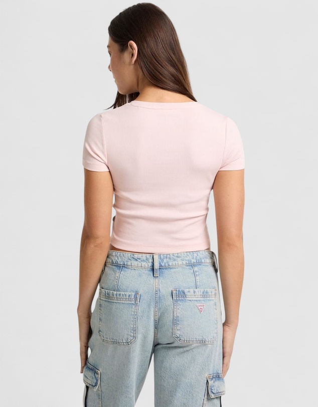 GUESS Jeans - GUESS JEANS Short Sleeve Snap Embroidered Slim Top