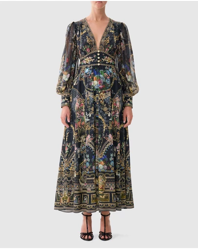 Camilla - Shaped Waistband Dress With Gathered Sleeves
