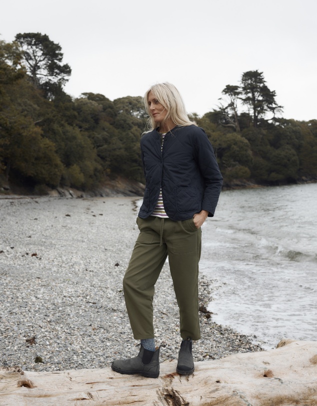Seasalt - Seasalt Cornwall Navy Swift Barn Organic Cotton Quilted Jacket
