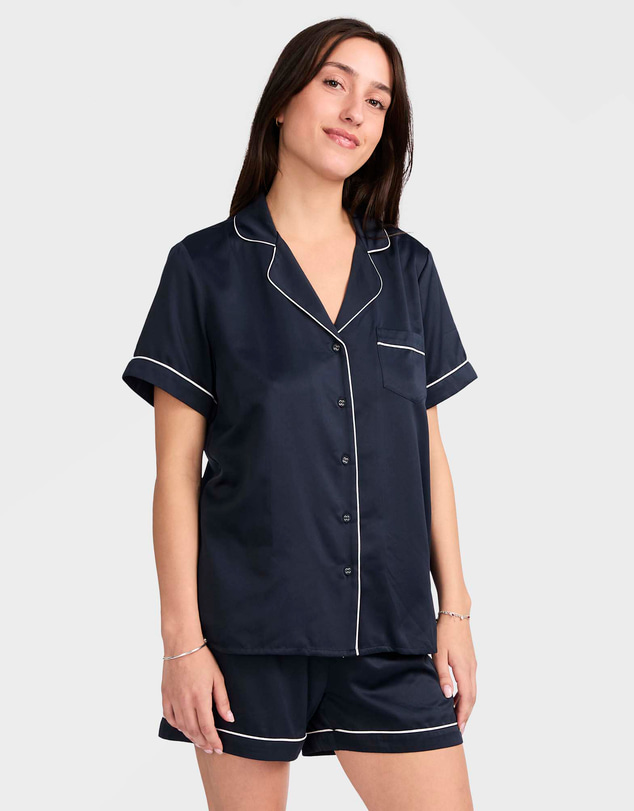 Mitch Dowd - Mitchdowd Navy Satin Pyjama Set