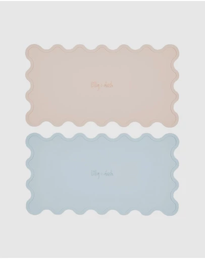 Lilly + Dash - Dog & Cat Wave Placemats - Pink Rose Quartz & Sky Blue
