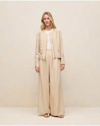 Trenery - Soft Collarless Blouson Jacket in Sand