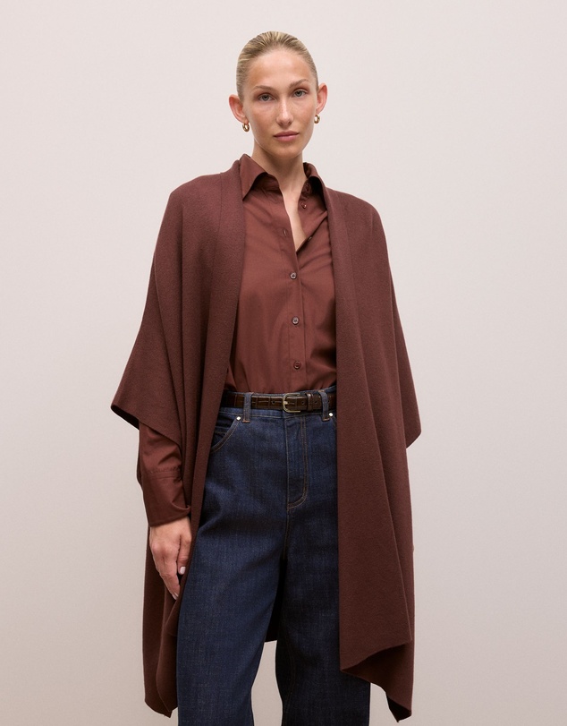 Trenery - Cotton Cashmere Blend Poncho in Espresso